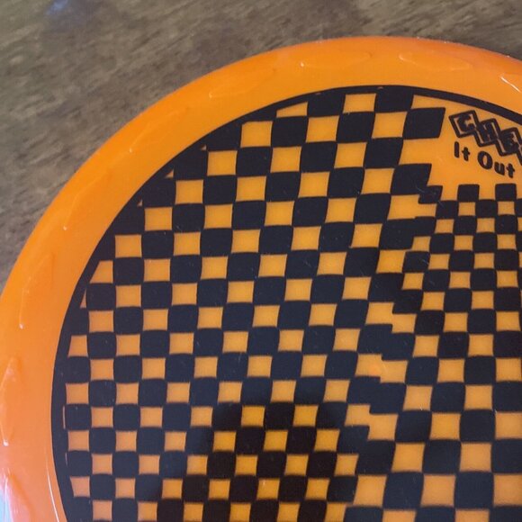 Vintage 90s Frisbee Check it Out by Imperial Orange Checkered 9" 1992 Rare - Picture 4 of 16